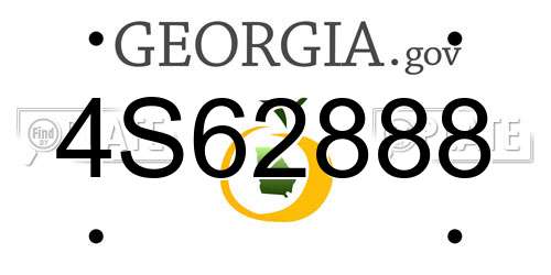 4S62888 Georgia License Plate