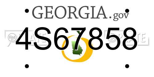 4S67858 Georgia License Plate