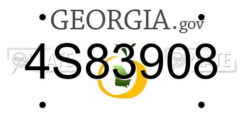 4S83908 Georgia License Plate