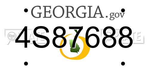 4S87688 Georgia License Plate