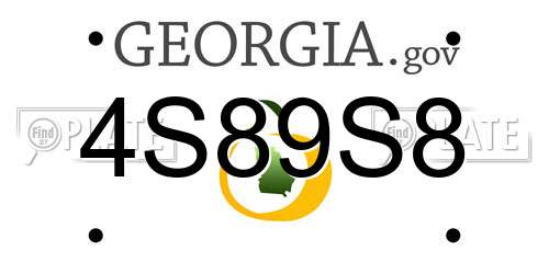 4S89S8 Georgia License Plate