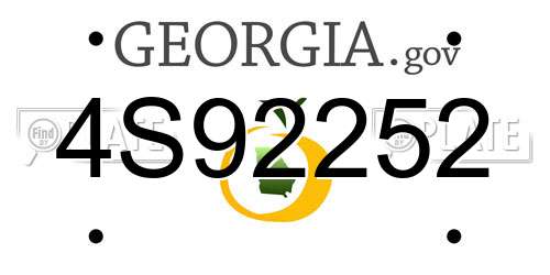 4S92252 Georgia License Plate