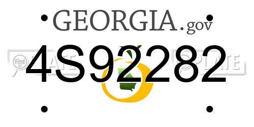 4S92282 Georgia License Plate