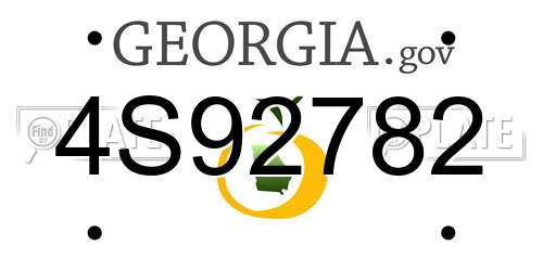 4S92782 Georgia License Plate