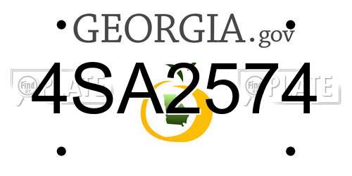 4SA2574 Georgia License Plate