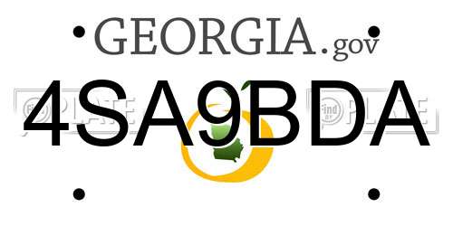 4SA9BDA Georgia License Plate