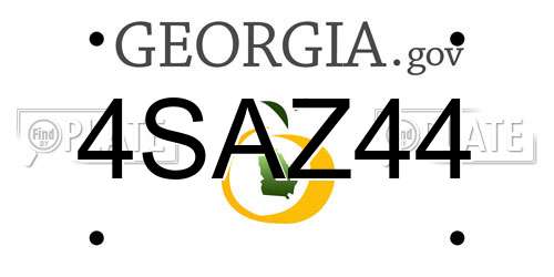 4SAZ44 Georgia License Plate