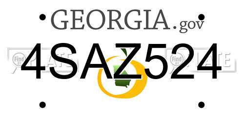 4SAZ524 Georgia License Plate