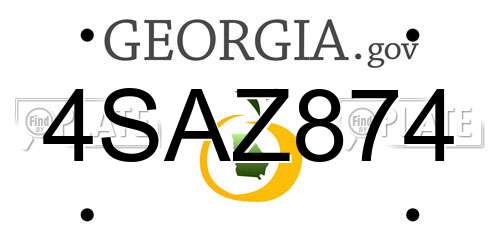 4SAZ874 Georgia License Plate