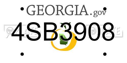 4SB3908 Georgia License Plate