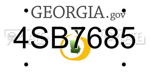 4SB7685 Georgia License Plate