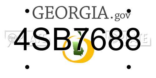 4SB7688 Georgia License Plate