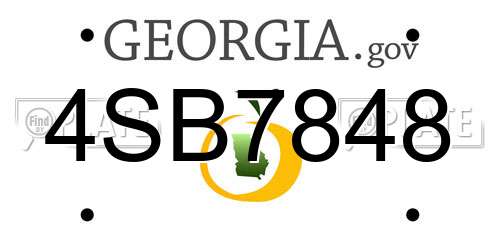 4SB7848 Georgia License Plate