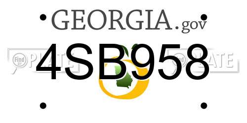 4SB958 Georgia License Plate