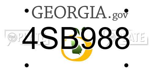 4SB988 Georgia License Plate