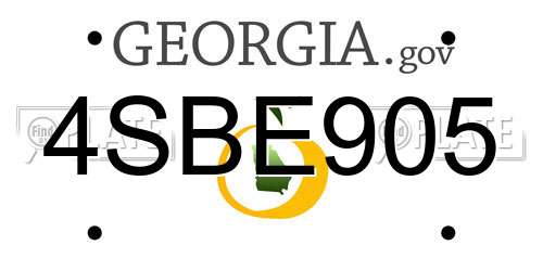 4SBE905 Georgia License Plate