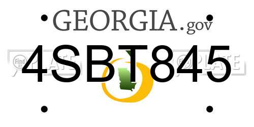4SBT845 Georgia License Plate