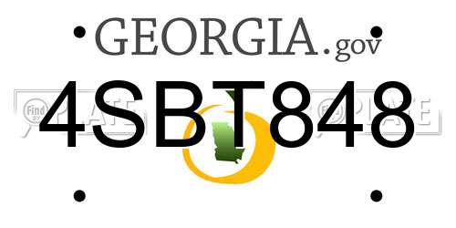 4SBT848 Georgia License Plate