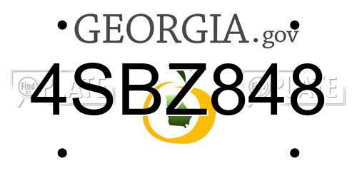 4SBZ848 Georgia License Plate