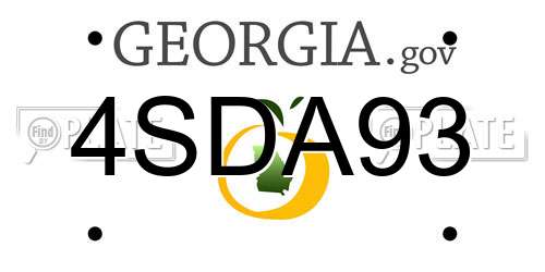 4SDA93 Georgia License Plate