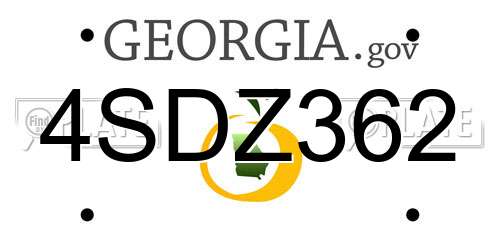4SDZ362 Georgia License Plate