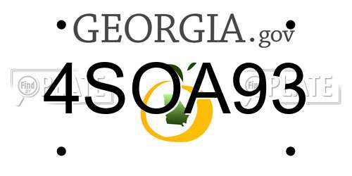 4SOA93 Georgia License Plate