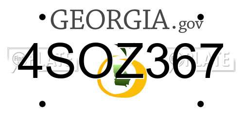 4SOZ367 Georgia License Plate