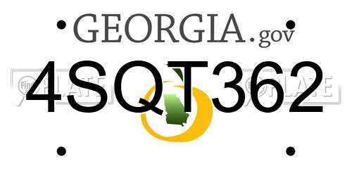4SQT362 Georgia License Plate