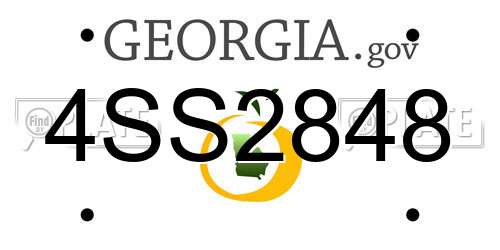 4SS2848 Georgia License Plate