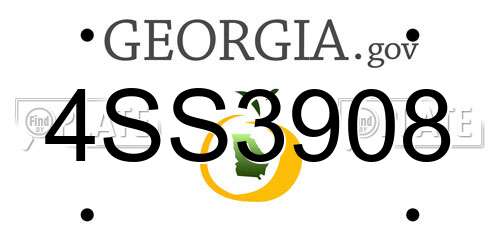 4SS3908 Georgia License Plate