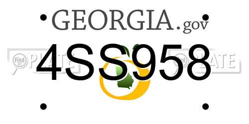 4SS958 Georgia License Plate