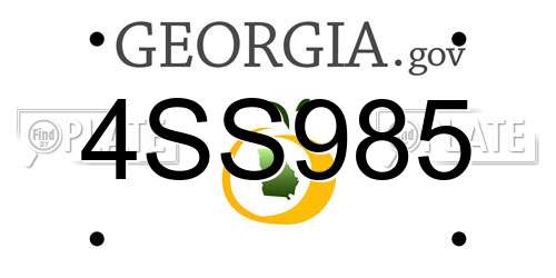 4SS985 Georgia License Plate