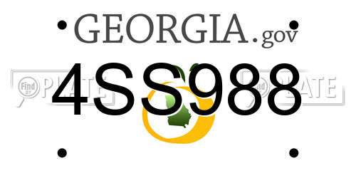4SS988 Georgia License Plate