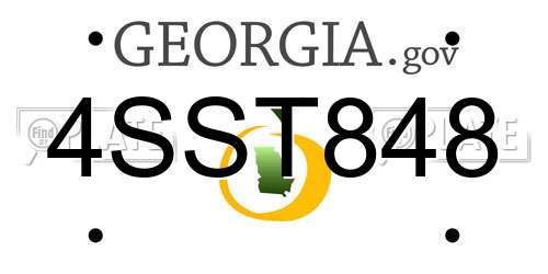 4SST848 Georgia License Plate