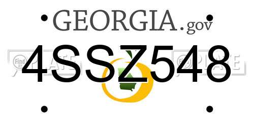 4SSZ548 Georgia License Plate