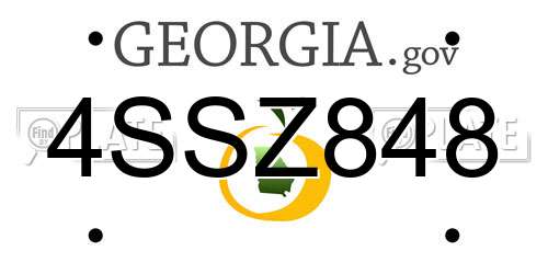 4SSZ848 Georgia License Plate