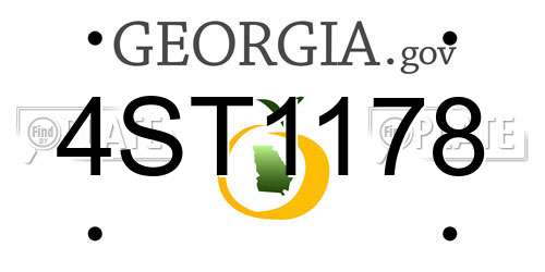 4ST1178 Georgia License Plate