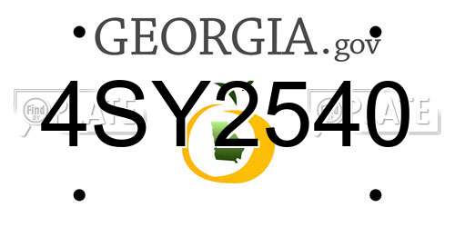 4SY2540 Georgia License Plate