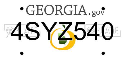 4SYZ540 Georgia License Plate