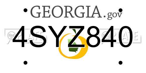 4SYZ840 Georgia License Plate