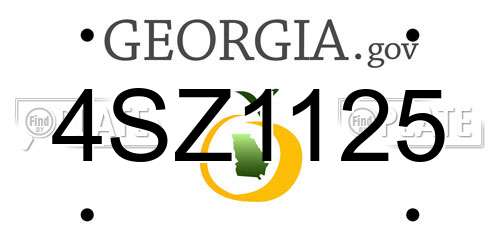 4SZ1125 Georgia License Plate