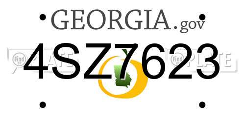 4SZ7623 Georgia License Plate