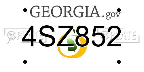 4SZ852 Georgia License Plate