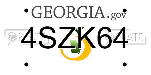 4SZK64 Georgia License Plate