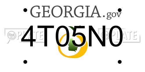 4T05N0 Georgia License Plate