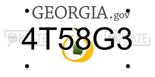 4T58G3 Georgia License Plate