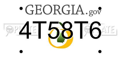 4T58T6 Georgia License Plate