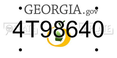 4T98640 Georgia License Plate