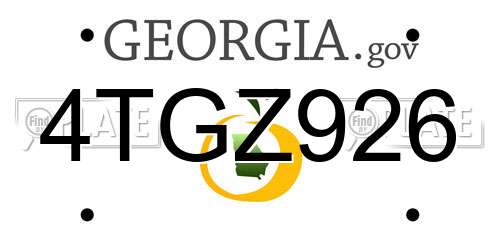4TGZ926 Georgia License Plate