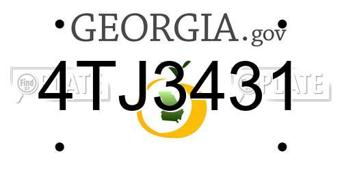 4TJ3431 Georgia License Plate